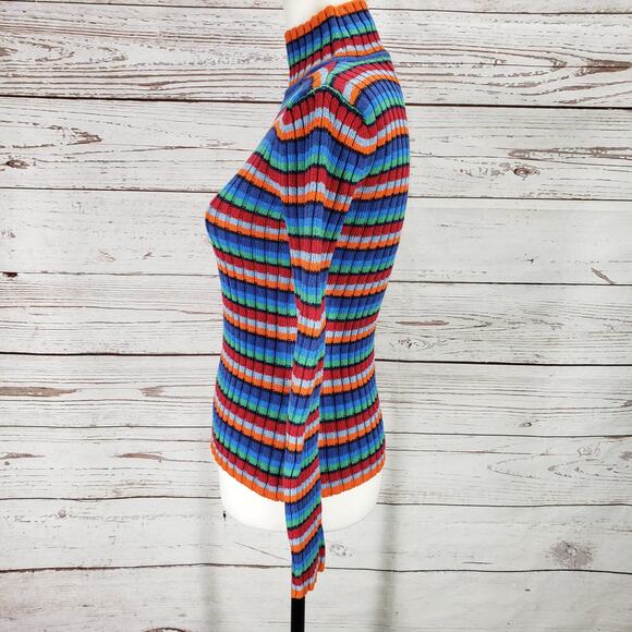 Tommy Hilfiger Women's Multicolor Stripe 100%Cotton Mock Neck Sweater Size S/P - Picture 5 of 11